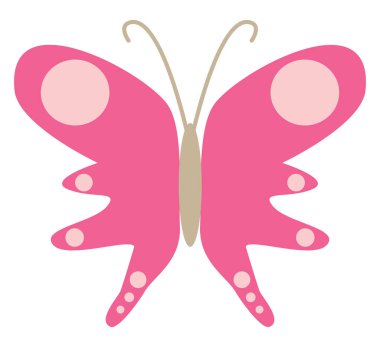 İlginç pembe kelebek, illüstrasyon, vektör, beyaz arka planda..