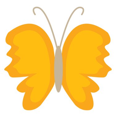 Beyaz arka planda sarı ve turuncu kelebek, illüstrasyon, vektör.