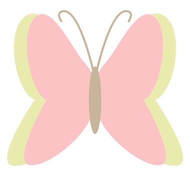 Beyaz arka planda pembe bahar kelebeği, illüstrasyon, vektör..