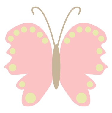 Beyaz arka planda pembe yaz kelebeği, illüstrasyon, vektör..