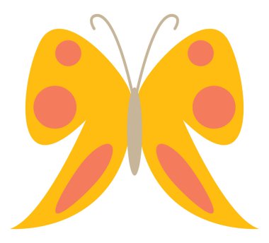 Beyaz arka planda güzel kanatlı kelebek, illüstrasyon, vektör.