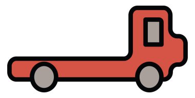 İzi, çizimi, vektörü olmayan kırmızı kamyon, beyaz arkaplanda..