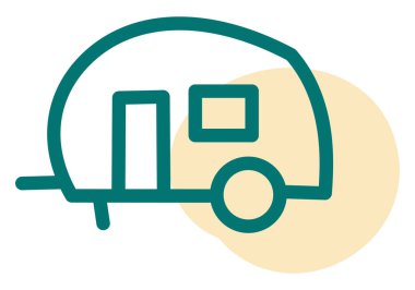 Beyaz arkaplanda hareket eden karavan, illüstrasyon, vektör.