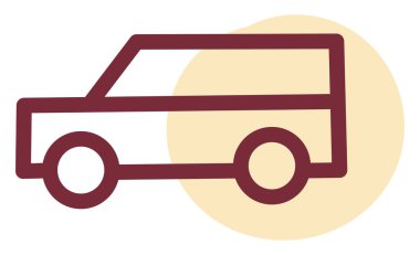 Kırmızı uzun araba, illüstrasyon, vektör, beyaz arka plan.