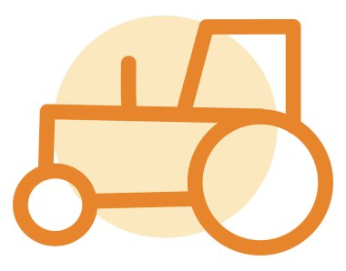 Beyaz arkaplanda turuncu traktör, illüstrasyon, vektör.