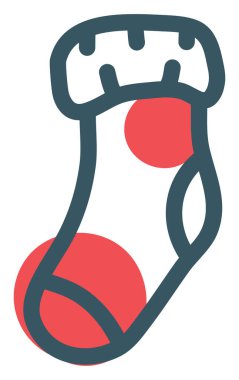 Noel çorabı, illüstrasyon, vektör, beyaz arka planda.