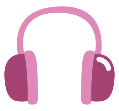 Beyaz arka planda pembe kulaklıklar, illüstrasyon, vektör..
