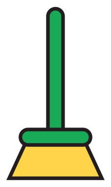 Beyaz arka planda temizlik süpürgesi, illüstrasyon, vektör.