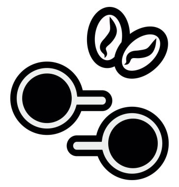 Beyaz arka planda iki fincan kahve, illüstrasyon, vektör..