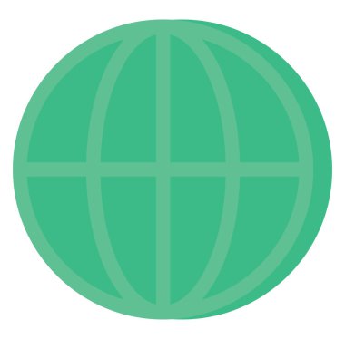 Beyaz arkaplandaki Web küresi simgesi, illüstrasyon, vektör.