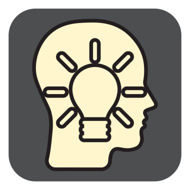 Kafadaki ampul, illüstrasyon, vektör, beyaz arka planda..