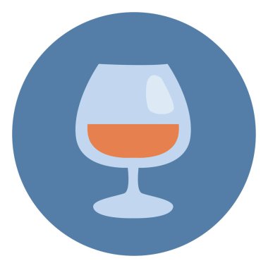 Beyaz arka planda bir bardak brendi, illüstrasyon, vektör..