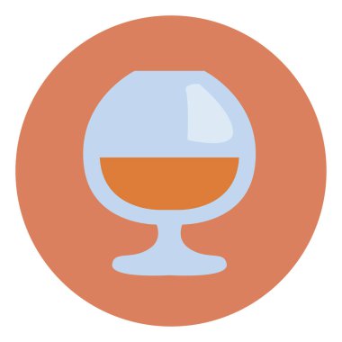 Beyaz arka planda bir bardak konyak, illüstrasyon, vektör..