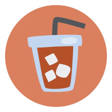 Beyaz arka planda bir fincan buzlu kahve, illüstrasyon, vektör..