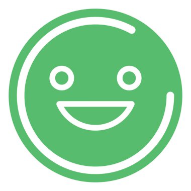 Beyaz arka planda gülümseyen yeşil ifade, illüstrasyon, vektör.