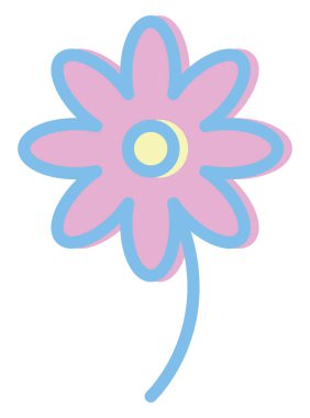 Beyaz arkaplanda pembe papatya, illüstrasyon, vektör..