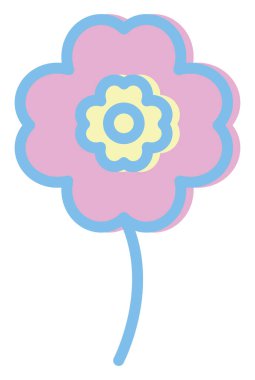 Beyaz arkaplanda pembe gerber çiçeği, illüstrasyon, vektör..