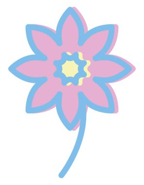 Beyaz arkaplanda pembe ayçiçeği, illüstrasyon, vektör..