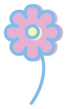 Beyaz arkaplanda pembe bir aster çiçeği, illüstrasyon, vektör..