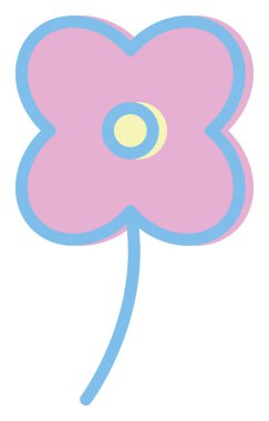 Beyaz arkaplanda pembe düğün çiçeği, illüstrasyon, vektör..