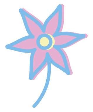 Beyaz arkaplanda pembe nergis çiçeği, illüstrasyon, vektör..