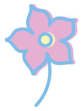 Beyaz arkaplanda pembe sardunya çiçeği, illüstrasyon, vektör..