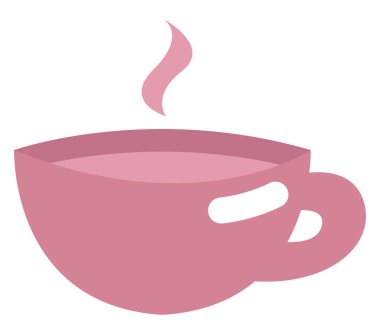 Beyaz arka planda bir fincan sıcak kahve, illüstrasyon, vektör..