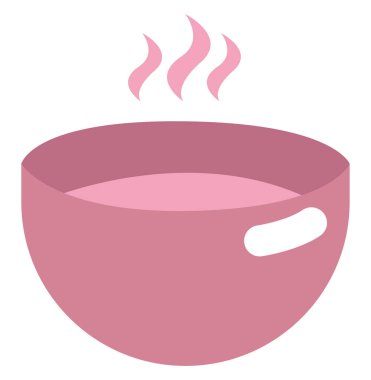 Beyaz arka planda bir kase sıcak çorba, illüstrasyon, vektör..