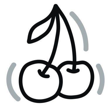 Beyaz zemin üzerinde kırmızı kiraz, illüstrasyon, vektör.