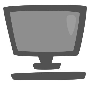 Beyaz arkaplanda bilgisayar ekranı, illüstrasyon, vektör.