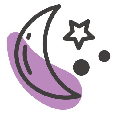 Yıldızlı ay, illüstrasyon, vektör, beyaz arkaplanda.