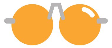 Beyaz arkaplanda sarı yuvarlak güneş gözlüğü, illüstrasyon, vektör..