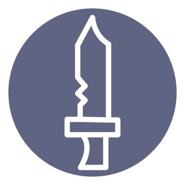 Beyaz arka planda eski büyük bıçak, illüstrasyon, vektör.