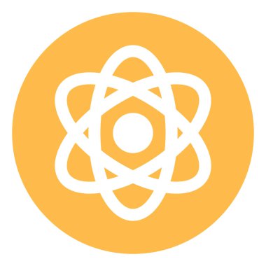 Beyaz zemin üzerinde kimyasal atom, illüstrasyon, vektör.