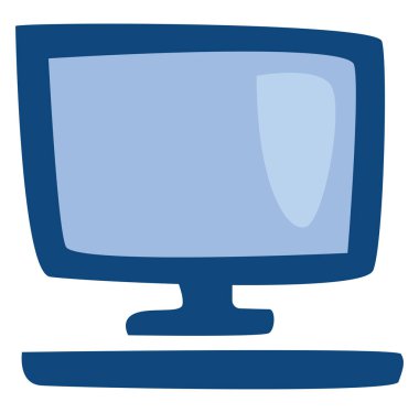 Mavi bilgisayar hobisi, illüstrasyon, vektör, beyaz arka plan.