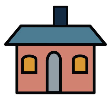 Beyaz arka planda bacalı, resimli, vektörlü bir ev..