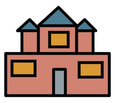 Beyaz arka planda büyük bir malikane, illüstrasyon, vektör.