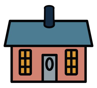 Üzerinde baca olan ev, beyaz arka planda illüstrasyon, vektör..