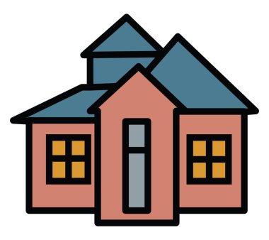 Büyük aile evi, illüstrasyon, vektör, beyaz arka planda..