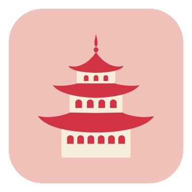 Japon kalesi, illüstrasyon, vektör, beyaz arkaplan.