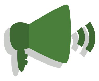 Beyaz arka planda gazetecilik megafonu, illüstrasyon, vektör.