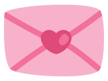 Beyaz arkaplanda pembe aşk mektubu, illüstrasyon, vektör..