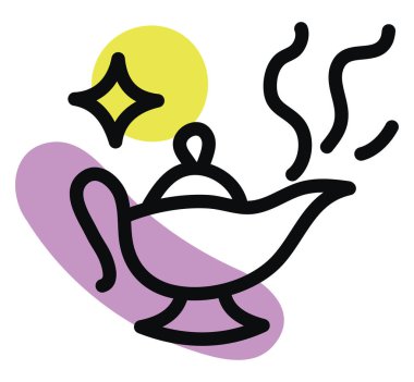 Sihirli lamba, illüstrasyon, vektör, beyaz arkaplan.