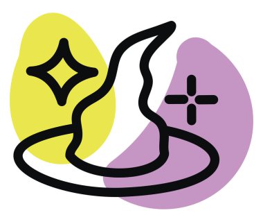 Sihirli şapka, illüstrasyon, vektör, beyaz arka plan.