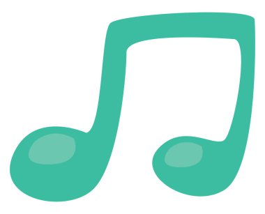 Beyaz arkaplanda yeşil müzik notası, illüstrasyon, vektör.