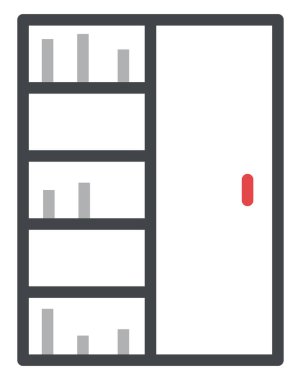 Beyaz arka planda ofis dolabı, illüstrasyon, vektör.