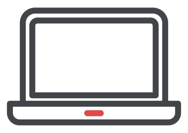 Ofis dizüstü bilgisayarı, illüstrasyon, vektör, beyaz arkaplan.