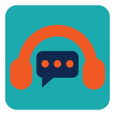 Beyaz arkaplan üzerinde mesaj, illüstrasyon, vektör olan kulaklıklar.