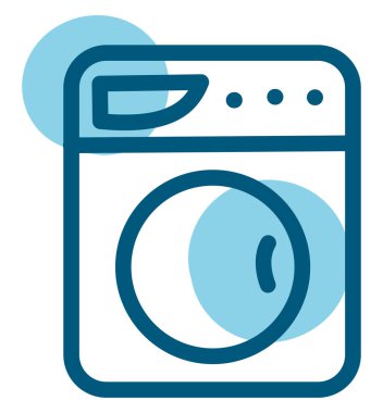 Çamaşır makinesi, illüstrasyon, vektör, beyaz arka planda.