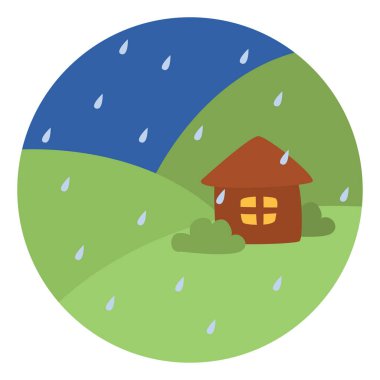 Bahar yağmuru, illüstrasyon, vektör, beyaz arkaplanda.